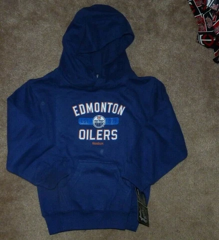 NEW NHL Edmonton Oilers Hoodie Hooded Sweatshirt Kids Boys M 5 6 NEW NWT Cover