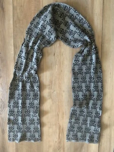 Psycho Bunny Robert Godley Wool Angora Blend Print Rabbit Logo Gray Black Scarf - Picture 1 of 11