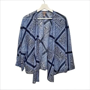 Chico’s Blue Sheer Open Front Kimono Jacket size Large (2) - Picture 1 of 7
