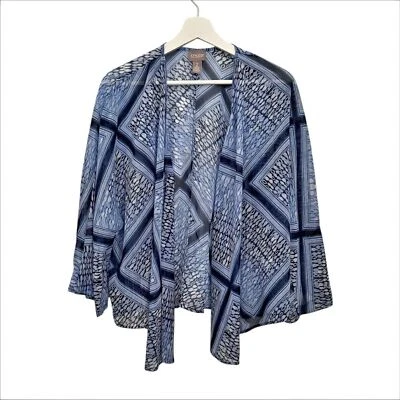 Chaqueta Kimono Chico’s Azul Transparente Frente Abierto Talla Grande (2) Foto 1 de 4