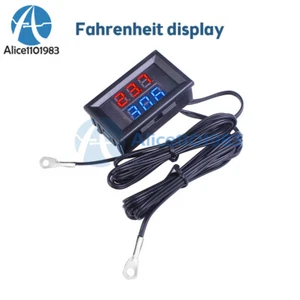 Blue Red LED Display DC4-28V Thermometer w/ NTC Metal Probe Temperature Sensor - Picture 1 of 8