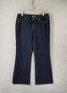 Ann Taylor Slim Fit Wide Leg Jeans Womens 10 (33X28) Dark Blue Denim EUC - Picture 1 of 13