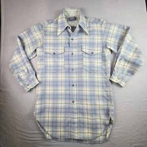 VTG Pendleton Button Up Pure Virgin Wool Flannel Shirt Size Large Made In USA - Picture 1 of 20