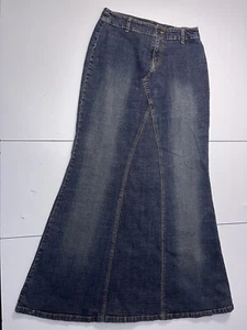 Jeanology Maxi Skirt Blue Denim Y2K 90s Newport News 6 - Picture 1 of 8