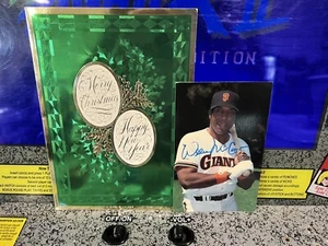 SF Giants Willie McCovey Xmas Holiday Card + Signed Autographed Postcard - Picture 1 of 5