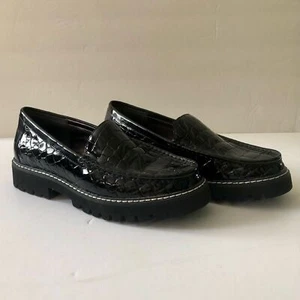 Donald Pliner Hope Halbschuhe schwarz Lackleder Krokoprägung Plateau Gr. 8 - Bild 1 von 10