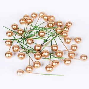 (12mm)100pcs Artificial Golden Holly Berry Christmas Home Decoration Hanging US - Picture 1 of 9