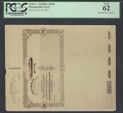 Turkey - Istikbal Adana,  50 Lira 1-10-1923 Photographic Proof Uncirculated - Image 1 of 2