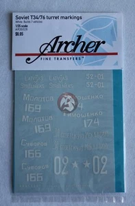 Hoja de torreta de tanque Archer 1/35 ruso T-34/76 marcas Segunda Guerra Mundial #1 (7 tanques) AR35028 - Imagen 1 de 1