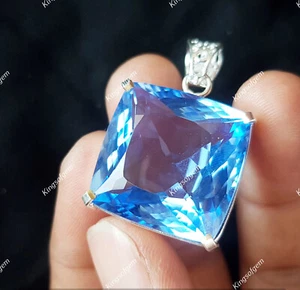 Hermoso Cojín Topacio Azul 72+ Ct Solitario Alemán Plata Piedras Preciosas Sueltas!!! - Imagen 1 de 4