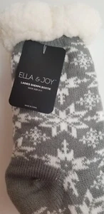 Women's Winter Christmas Socks Fleece Lined Non-Slip Snowflakes Print One Size - Picture 1 of 6