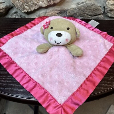 Manta de seguridad Garanimals Mono felpa rosa satinado flor Foto 1 de 4