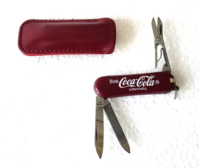 COCA COLA COMPANY GERMANY GERMAN TRINK MINI SCISSORS & KNIFE SET WITH LEATHER CA - Image 1 of 2