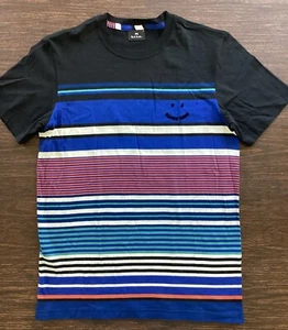 NUEVA PS Paul Smith Happy Logo Camiseta PEQUEÑA Multi Rayas Algodón Orgánico Nueva con Etiquetas $95 - Imagen 1 de 9