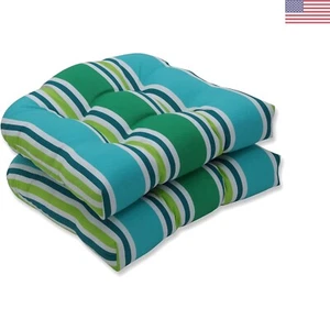 Fade-Resistant Tufted Chair Cushions for Indoor/Outdoor Comfort, Blue/Green A... - Picture 1 of 3