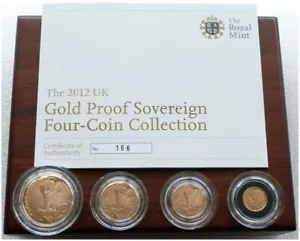 2012 Royal Mint Diamond Jubilee Sovereign Gold Proof 4 Coin Set Box Coa - Picture 1 of 4