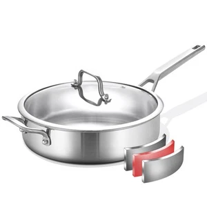Tri-Ply Stainless Steel Saute Pan 5QT, 12 Inch Deep Frying Pan with Lids, 3-Laye - Picture 1 of 7
