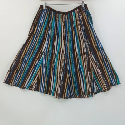 Lane Bryant Skirt Womens 1X Brown Linen Midi Flowy Coastal Travel Beach Boho - Image 1 of 4