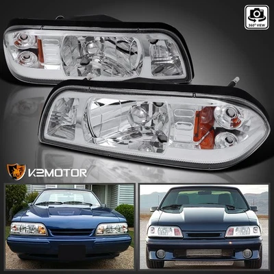 Fits 1987-1993 Ford Mustang 1PC Style Clear Headlights Corner Parking Lamp 87-93 Foto 1 de 4