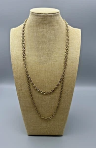 Monet goldfarbene Kette Halskette 54" Vintage lang Lagenlook signiert Schmuck Statement - Bild 1 von 8