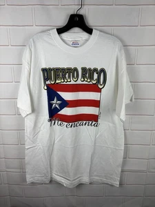 Vintage Puerto Rico Flagge T-Shirt Le Pays weiß Größe Large - Bild 1 von 7