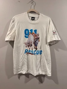 Vintage Rescue 911 TV Show T-Shirt Single Stitch Chute 2 Productions Rodeo Bull RAR - Bild 1 von 9