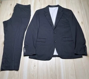 State And Liberty Athletic Fit Stretch Knit 2-Pc Suit Mens Sz 46R 38Wx28L Black - Picture 1 of 24