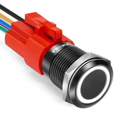 XINYIELE 16 毫米锁 12V 按钮开关,防水带 LED 大灯... — 第 1/4 张图片