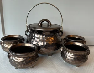 Caldero para olla de frijoles McCoy Lustware con 4 cuencos a juego estilo martillo - Imagen 1 de 11