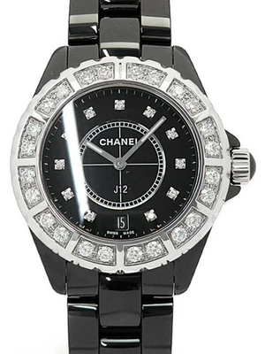 CHANEL J12 Black Ceramic 38mm Diamond H2428 Men Quartz #T109 - Image 1 of 4