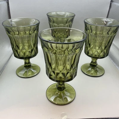 Set of 4 green Noritake Perspective Glasses 6 1/4 In Tall. Cup 4in - Image 1 of 4