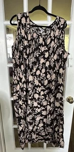 NWT Croft & Barrow Cream Black Sleeveless Smocked Maxi Dress Plus Size 2X - Picture 1 of 4