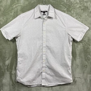 Michael Kors Shirt Men's Large White Print Slim Fit Short Sleeve Button-Up - Picture 1 of 9
