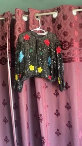 Vintage Sequin Embellished Kids Silk Jacket wit - Picture 1 of 8
