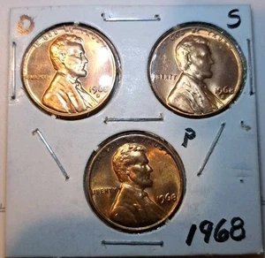 1968 P D S BU Lincoln Memorial Cent Penny 1C Uncirculated Red - Picture 1 of 2
