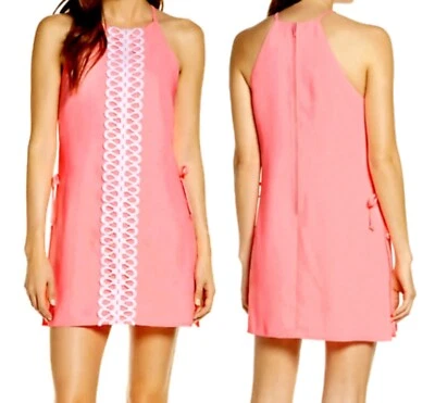 Lilly Pulitzer Pearl dress Romper shorts jumper Coral Guipure crochet lace 4 - Image 1 of 4