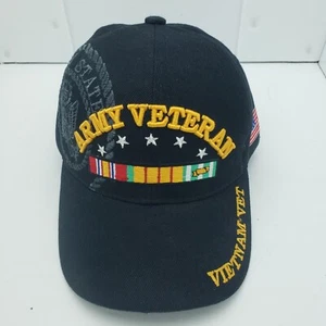 U.S. Army Veteran Cap Mütze schwarz Bänder Vietnam Veteran Flagge verstellbarer Verschluss - Bild 1 von 11