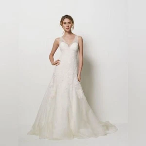 Watters Bridal Gown, style 9077B, drop waist, full skirt, size 10 - Picture 1 of 8