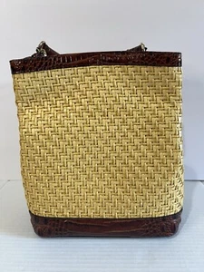 EUC Brahmin Amelia In Natural Chatham Straw & Melbourne Bucket Bag - Picture 1 of 17