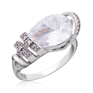 Ring Fingerring  925 Silber Zirkonia Stein Bergkristall Damenschmuck Echtschmuck - Picture 1 of 3