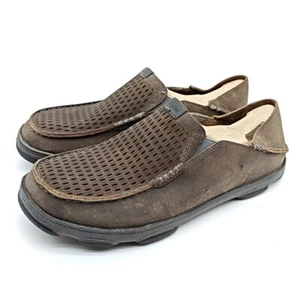 OluKai Moloa Aho Clay/husk Brown Tan Nubuck Leather Shoes 10 Loafer 10399-106Z - Picture 1 of 6
