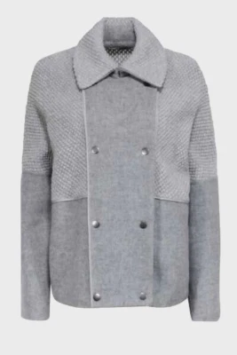 Vince women's Gray Boucle Blocked Wool Coat Jacket - Medium - retail  $695 - Image 1 of 4