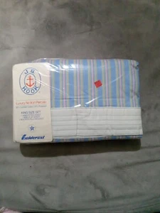 J.G. HOOK king Size Sheet Set BNOS Never Opened New England Stripe  - Picture 1 of 4