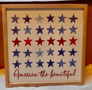 Decoración de pared de ceniza enmarcada American The Beautiful 14""x 14"" 4 de julio nuevo en caja 277 años - Imagen 1 de 2