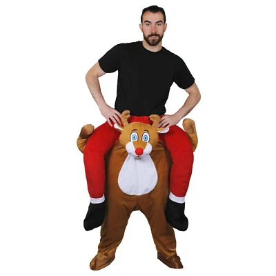 REINDEER PICK ME UP CHRISTMAS FANCY DRESS PIGGY BACK FUNNY XMAS NOVELTY COSTUME - Image 1 of 4
