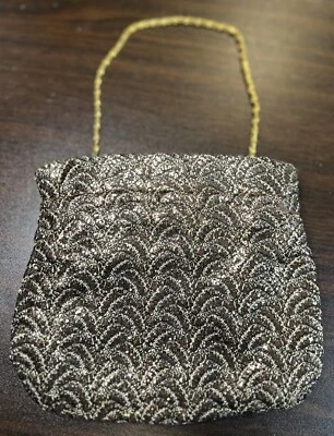 Cartera de noche de colección dorada marrón negra brillante con cadena dorada extraíble sin marca Foto 1 de 4