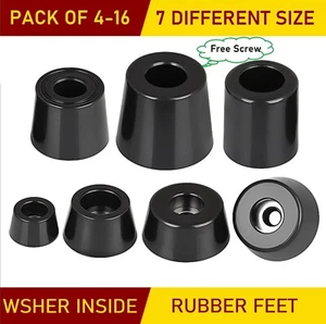 Set 4-16 Rubber Feet with Screws for Chairs Tables Appliances Furniture Machines - Picture 1 of 17