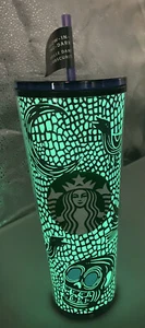 NEW Starbucks Halloween 2020 Glow in The Dark Tumbler Skull Cup 24oz IN HAND! - Picture 1 of 1