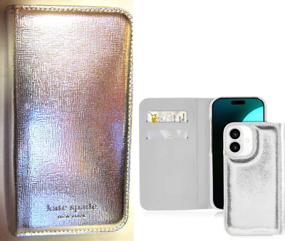 Funda Cartera Kate Spade Envolvente Folio Compatible con iPhone 16 con Inalámbrica, Metálica Nueva Foto 1 de 4