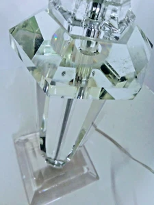 Faceted Solid Crystal Glass Prismatic Table Lamp W/Silver 20.5" Tall Tiered Base - Picture 1 of 16